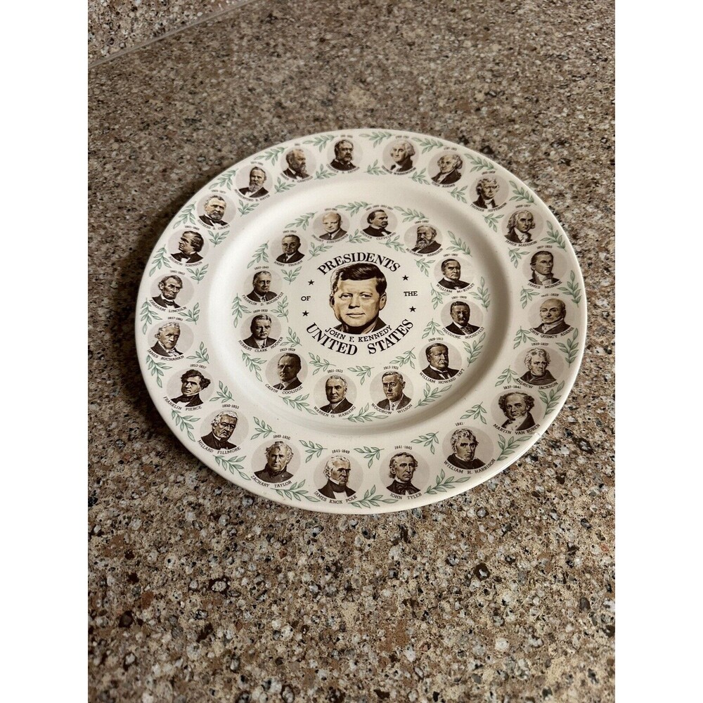 Vintage 1960s US Presidents Collector Plate John F Kennedy JFK Mid Century Decor